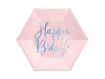 Picture of HEXAGON PAPER PLATES HAPPY BIRTHDAY BABY PINK 20CM